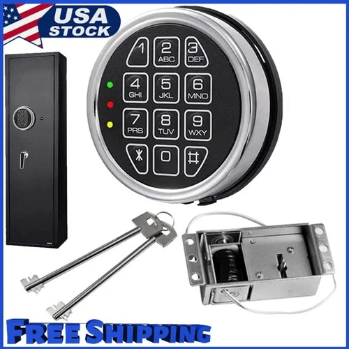 Gun Safe Lock Replacement Solenoid Lock & 2 master Keys Chrome Digital Keypad US