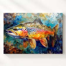 Wall Art Vivid Trout Fish Canvasartistic Freshwater Wildlife