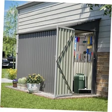 FT Lean to Metal Shed,Outdoor Storage Shed W/Floor Frame & Reversible 4x8