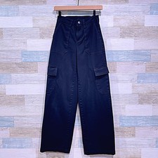WILD FABLE High Rise Straight Leg Cargo Pants Black Cotton Stretch Womens XXS