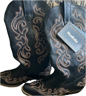 Hosea Rollda Western Cowgirl Boots Black  Size 9.5. New With Tag