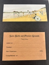 Sutro Baths - Pleasure Grounds San Francisco Original Lot  1896 Ticket Ad Photo