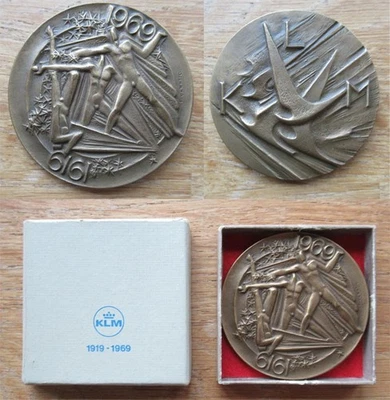 Seltene Medaille 1919 - 1969 KLM Royal Dutch Airlines Fluggesellschaft Flugzeug - Bild 1 von 4