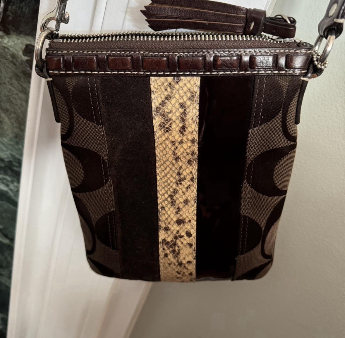 Brown Small Crossbody Purse Patchwork - image 1