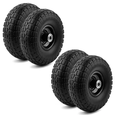 UNIVERSAL lot of 10" Flat Free Tubless Tire Wheel 4 Hand Truck Dolly Go Kart Wagon FOAM