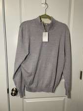 Collar  Co Men  s Quarter Zip Sweater Australian Merino Wool Size L Gray