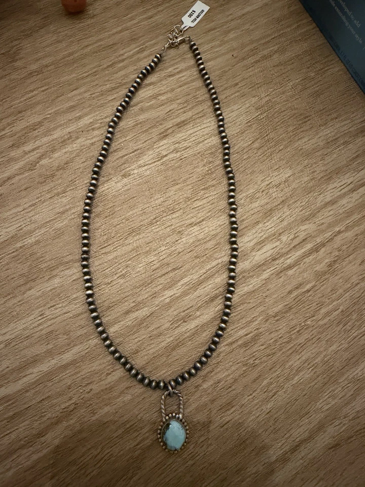 Pingente Golden Hills turquesa prata esterlina 925 pérolas italianas novo com etiquetas - Imagem 2 de 4