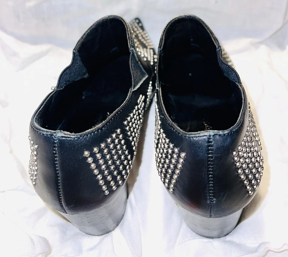 See By Chloe Black Silver Studded Leather Ankle Booties Shoes Size 38 US 8 - Image 4 of 4