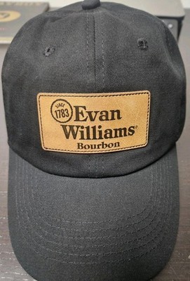 Evan Williams Bourbon Cap Adjustable Leather Strap Black Mens Adult Whiskey Logo