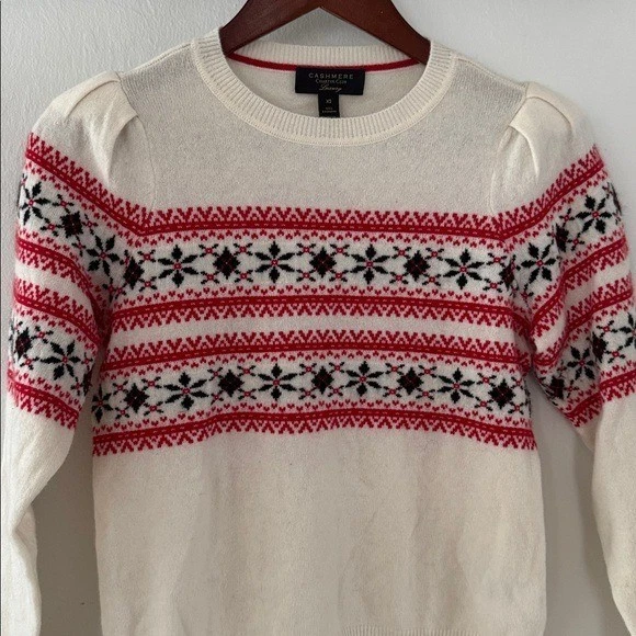 Luxury Charter Club Cashmere Sweater XS Vintage Holiday Pleated Shoulders - Image 3 of 4