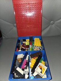 LEGO Brick Box 6161 Bulk Lot 250 pcs Blue Container w/ Red Studded Lid
