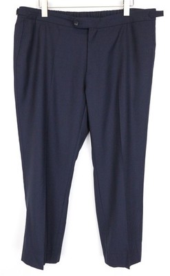 SUITSUPPLY Soho Traveller Herren Hose UK44R Wolle blau gefüttert Seitenversteller *