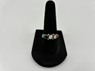 Vintage Zuni Turquoise Coral Jet Mother of Pearl Gemstone Sterling Silver Ring