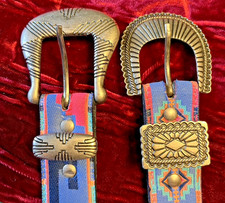 2 VTG 80  s Western Belts M 30-32" NUOVO Multicolor Southwestern Cowgirl