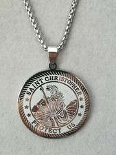 Heiliger Christophorus Anhänger + Halskette Silber St. Christopher Christophoros