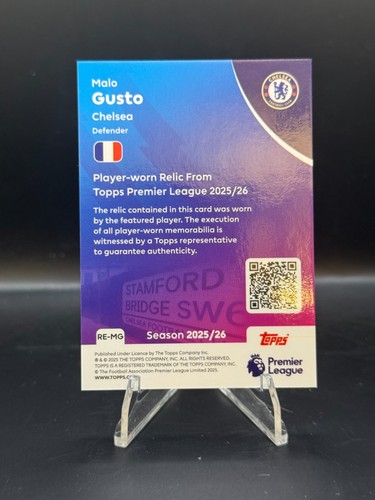 2025-26 Topps Premier League EPL Malo Gusto Player Worn Patch Relic Chelsea - Picture 2 of 2