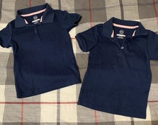 Girls Wonder Nation Navy Blue School Uniform Shirts Lot of 2 Size XS 4/5 1768