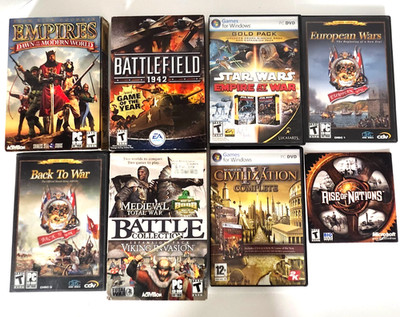 Lot of 8 PC Video Games Civilization Wars Empires Battlefield Rise of Nations