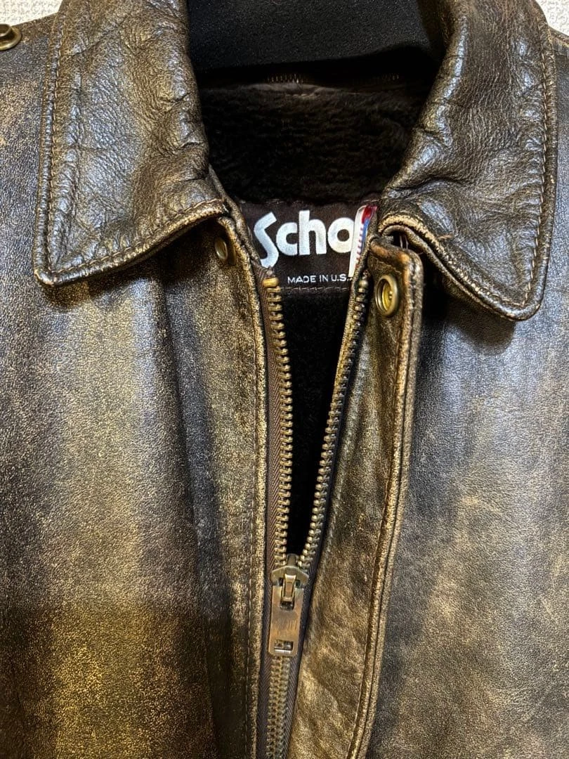 Chaqueta de cuero Schott marrón talla 38 [Mie]