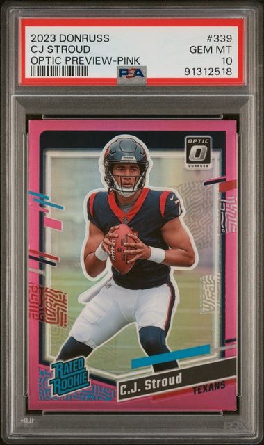 CJ Stroud 2023 DONRUSS OPTIC PINK PREVIEW Rated ROOKIE RC #339 PSA 10 C J Prizm