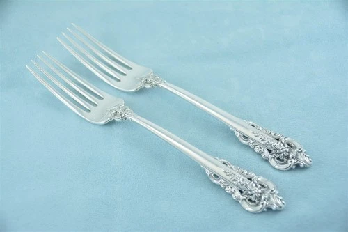 2 Wallace Grande Baroque Sterling Silver 7-1/2" Dinner Fork No Monogram
