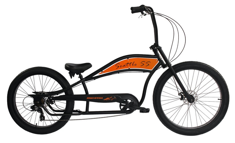 29" Beach Cruiser Bike 7 Speed Stretch Retro Disc Brakes Polish Spoke Biciclet