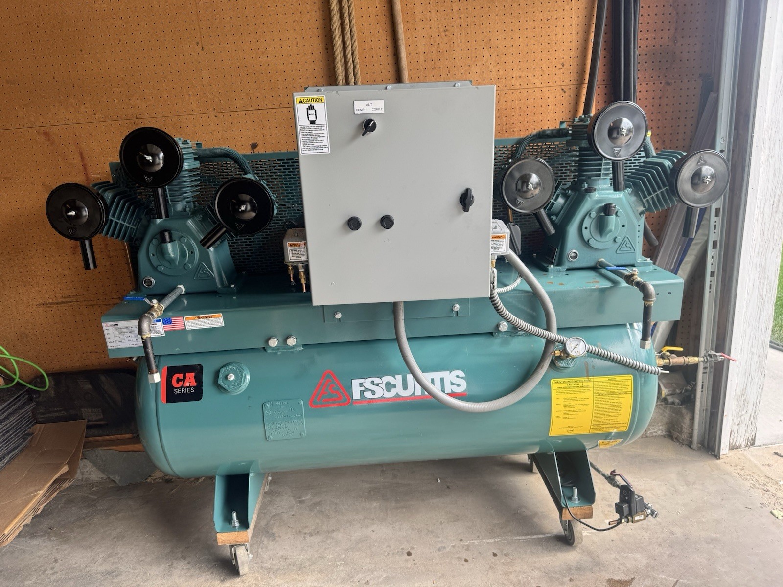 FS-Curtis 8DN8 3-HP 80 GAL Horizontal Duplex Climate Control Air Compressor