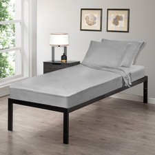 Sheets Fitted, Flat, Sets - 4 Piece Set - Grey - 1 Cot Sheet 33" x 75", 1 F...