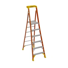 6 Ft. Fiberglass Podium+ Platform Step Ladder (12 Ft. Reach Height ) with 300 Lb