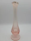 Vintage Fenton Footed Swung Glass Bud Vase Satin Pink 75th Anniversary 8"