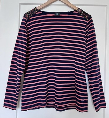 Deauville & Amor Lux Striped Shirt Top Womens 4 Casual Preppy Stripe Pullover