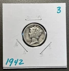 1942 - 10C Mercury Dime / 90% Silver Coin.