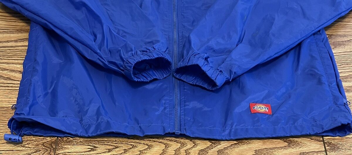 Dickies Mens Nylon Hooded Windbreaker Blue Full Zip Stowable Dickies Mens Nylon Hooded Windbreaker Blue Full Zip Stowable
