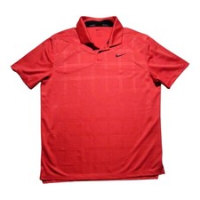 Nike Golf Performance Polo Dri Fit Men's L Dark Orange Shirt Window Pane EUC