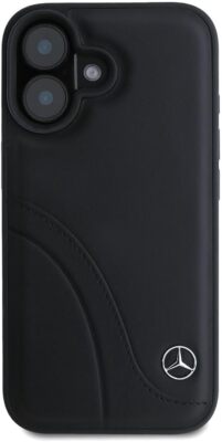 Mercedes iPhone 16 Hülle Case Cover Genuine Leather Curved Stitches