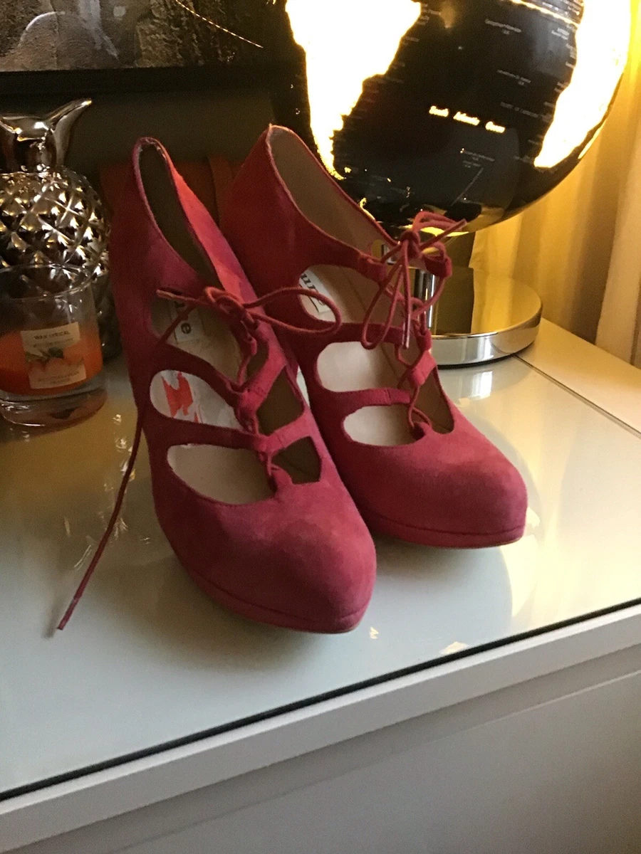 Dune 39 shoes Suede Cerise Pink High Heels Stiletto 39 Corset Lace