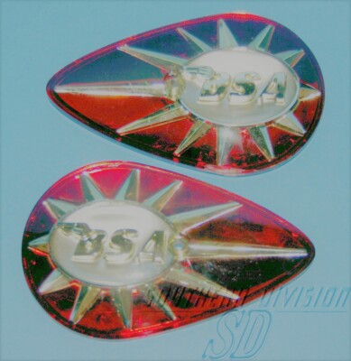 Tankembleme Tropfen rot pair Tank badges red gold pearshaped BSA 40-8014 40-8015