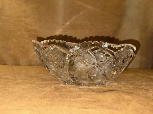 "Cuenco de cristal cortado a mano American Brilliant 12"" Hawkes/Tuthill con peras-hobstars" - Imagen 7 de 11