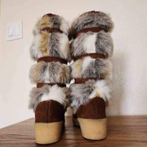 Quoddy Moccasins Boots 8 Fur Suede Crepe Soles Made In USA Winter Native - Picture 7 of 14
