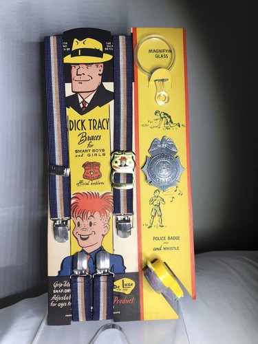 Vintage Dick Tracy Detective Kit ~ De Luxe Brand ~ Suspenders Badge Whistle - Picture 2 of 19