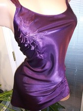 Vtg Satin Shiny Purple Nightie SATIN SOFT Nightgown Negligee Gown