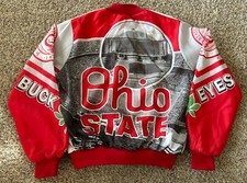 Vintage 80s Ohio State Buckeyes Chalk Line Fanimation Jacket Medium USA Made