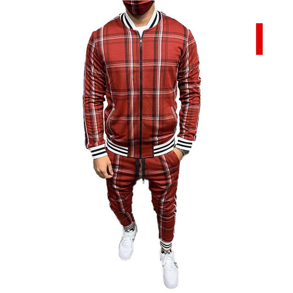 Herren Hip Hop Trainingsanzug 2 Stück Casual Hose Jacke Sweatsuit