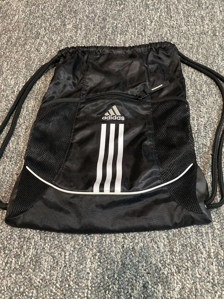 homosexual Adaptación lavandería Adidas Drawstring Bag Gym Sack Backpack Black &amp; White Travel Sport |  eBay