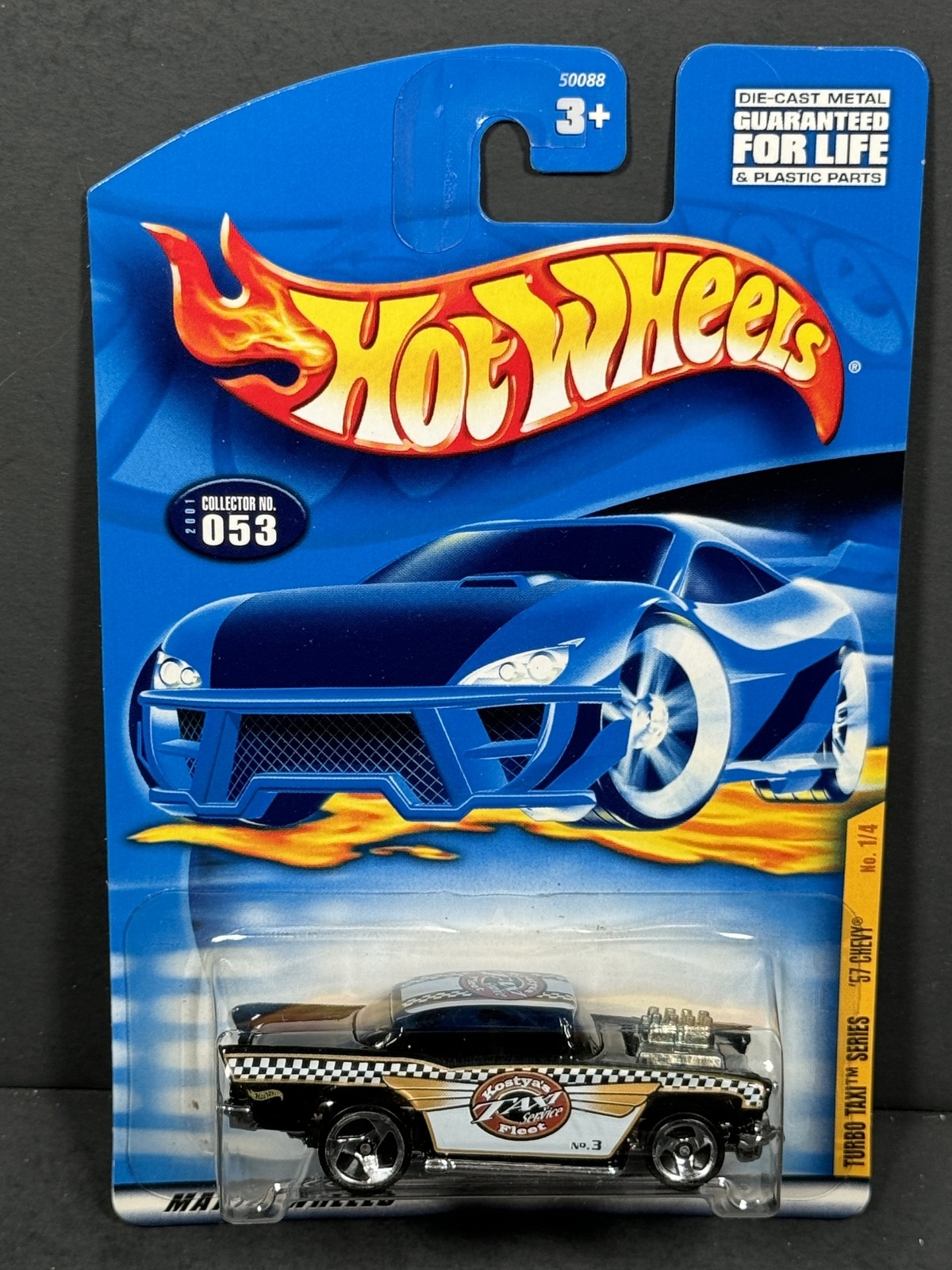 HOT WHEELS 2001 57 Chevy 1/4, Black, Turbo Taxi's, #053