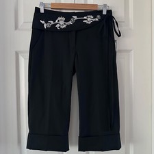 Robert Rodriguez Black Capri Pants Embellished Floral Beaded Belt Women's Size 4