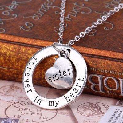 Forever In My Heart silberne Familie Halskette Anhänger Weihnachtsgeschenk Boho A142