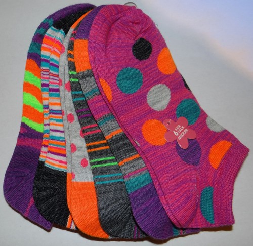 Girls New Set of 6 No Show Socks-Sock Size: 9-11--Shoe Size: 4-10.5--6-10.5 - Picture 17 of 18