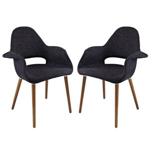Set Of 2 Aegis Contemporary Tweed Upholstered Dining Armchair Black 848387024086 Ebay