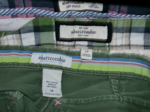 Abercrombie Kids Girl Sz 14 Shorts 3PR Lot Madras Plaid Pink Green A&F 2" Inseam - Picture 8 of 9